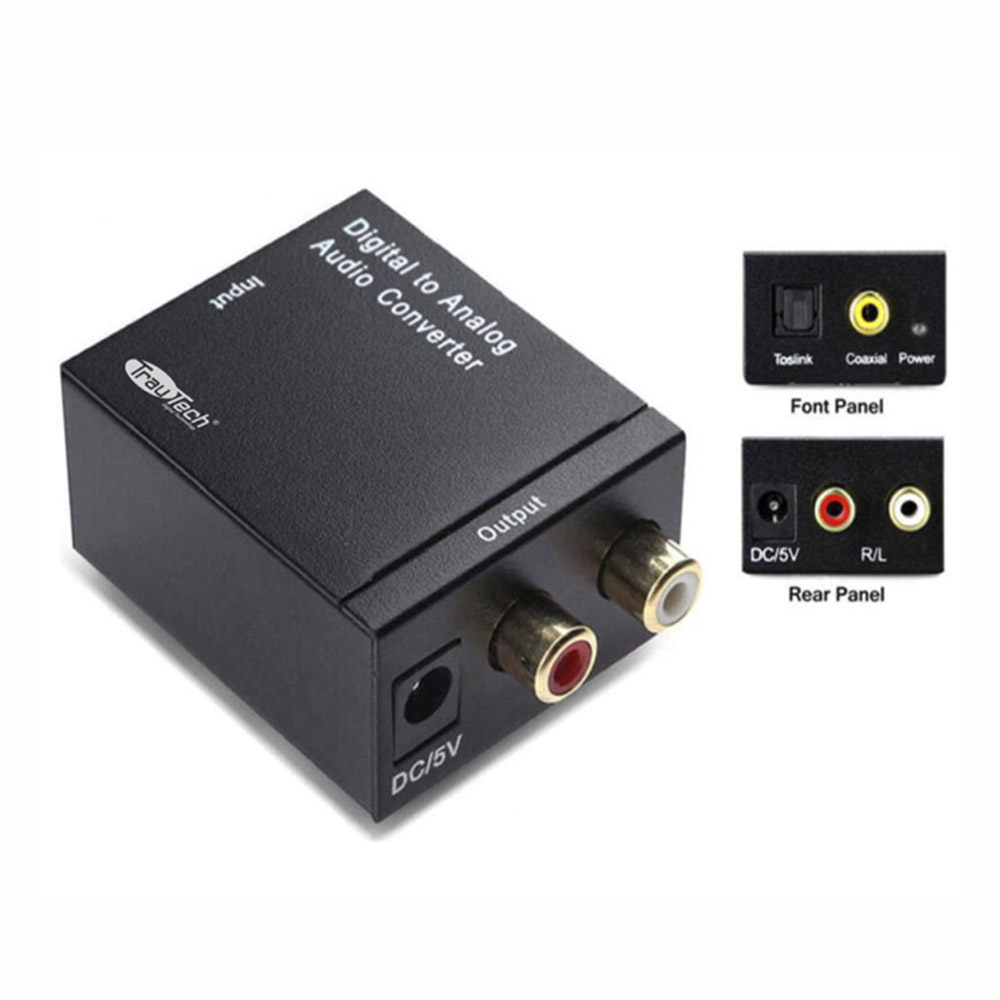 Convertidor de audio analógico a digital, R/L RCA 0.138 in AUX a Digital  Coaxial Toslink Adaptador de audio óptico con cable óptico, cable coaxial